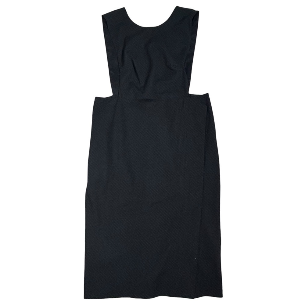 Lewit Black Pinstriped Sleeveless Cutout Sides Dress